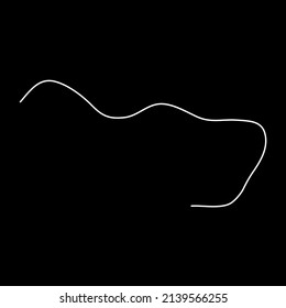 Random winding, tortuous line. Squiggly, waving, wavy curved line element
