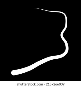 Random winding, tortuous line. Squiggly, waving, wavy curved line element