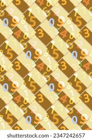 randomly arranged multi-colored numbers. mathematical signs. seamless pattern. beautiful school notebook cover. colorful children's poster. the format is vertical. a4.