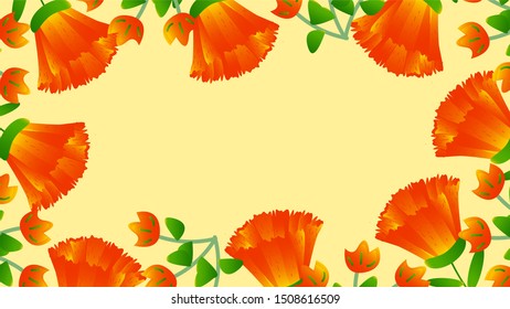 Randomly arranges flowers and leaf floral pattern