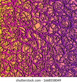 Randomly curled lines form an abstract image. A cluster is similar to biological nerve tissue.