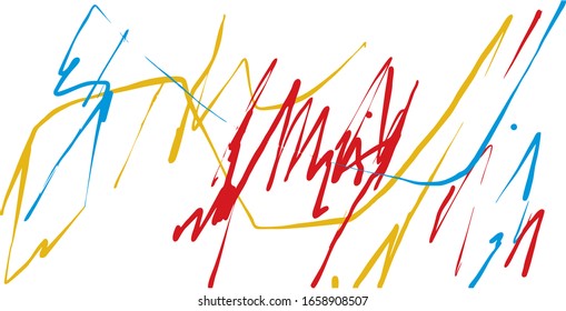 
randomly drawn lines, vector. Abstract in bright colors