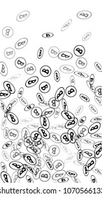 Randomly Fall Bitcoins. Bitcoin Icon Abstract Background. Digital Payment money. Cryptocurrency Background. Prize or Jackpot Concept.
 Black and White Vector Illustration. Blockchain technology Coin.