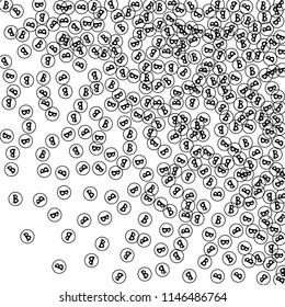 Randomly Fall Bitcoins. Bitcoin Icon Abstract Background. Digital Payment money. Cryptocurrency Background. Jackpot or Prize Concept.
 Black and White Vector Illustration. Blockchain technology Coin.