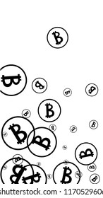 Randomly Fall Bitcoins. Bitcoin Icon Abstract Background. Cryptocurrency Background. Digital Payment money.  Jackpot or Prize Concept.
 Black and White Vector Illustration. Blockchain technology Coin.