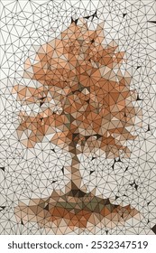 Randomly generated geometric design picturing orange tree