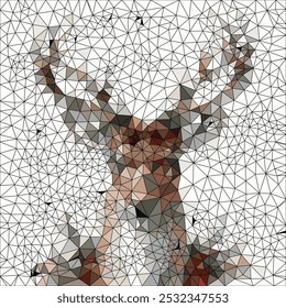 Randomly generated geometric design picturing deer