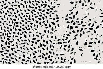 Randomly placed polka dots, hand drawn spots seamless vector pattern. Scattered big and small circles, points in various sizes. Background. Decorative black and white design tiles.