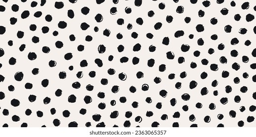 Randomly placed polka dots, hand drawn spots Seamless pattern with doodle circles and geometric shapes. Trendy hand drawn textures. Modern abstract design for paper, cover, fabric, interior decor