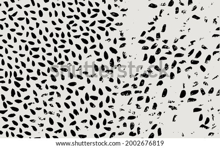 Randomly placed polka dots, hand drawn spots seamless vector pattern. Scattered big and small circles, points in various sizes. Background. Decorative black and white design tiles.