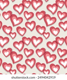 Randomly scattered colorful hearts pattern. Art for decoration, fabrics and gift wrap.