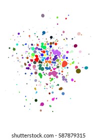 Randomly scattered colorful splashes on a white background. Background for design. Vector illustration