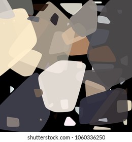 Randomly scattered geometric shapes of different sizes, colors and transparency. Abstract background consisting of randomly arranged elements