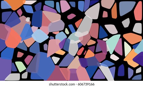Randomly scattered geometric shapes of different sizes, colors and transparency. Abstract background consisting of randomly arranged elements
