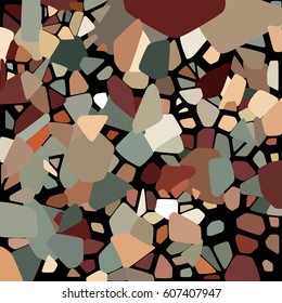 Randomly scattered geometric shapes of different sizes, colors and transparency. Abstract background consisting of randomly arranged elements