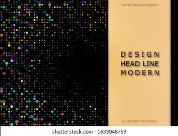 Randomly scattered small circles on a black background. Different size, bright colors. Place for text. Template for the design of banners, business cards, flyers. Vector illustration