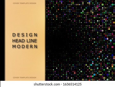 Randomly scattered small circles on a black background. Different size, bright colors. Place for text. Template for the design of banners, business cards, flyers. Vector illustration