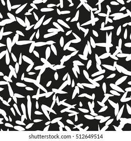 Randomly scattered spots. Seamless pattern. Brush strokes and ink. Monochrome vector pattern.Vector template for printing on fabric,seamless surfaces and wrapping paper.