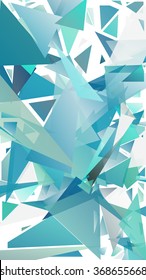 Randomly scattered triangles of different sizes, colors and transparency. Abstract geometric background