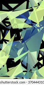 Randomly scattered triangles of different sizes, colors and transparency. Abstract geometric background