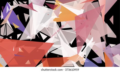 Randomly scattered triangles of different sizes, colors and transparency. Abstract geometric background