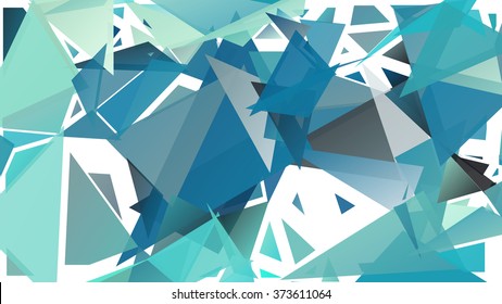 Randomly scattered triangles of different sizes, colors and transparency. Abstract geometric background