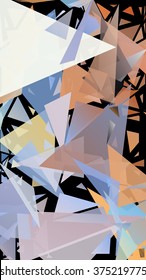 Randomly scattered triangles of different sizes, colors and transparency. Abstract geometric background