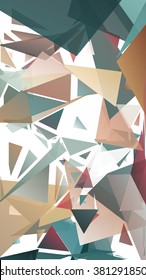 Randomly scattered triangles of different sizes, colors and transparency. Abstract geometric background