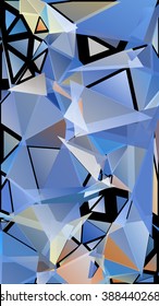 Randomly scattered triangles of different sizes, colors and transparency. Abstract geometric background