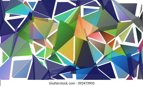 Randomly scattered triangles of different sizes, colors and transparency. Abstract geometric background