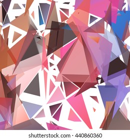 Randomly scattered triangles of different sizes, colors and transparency. Abstract geometric background