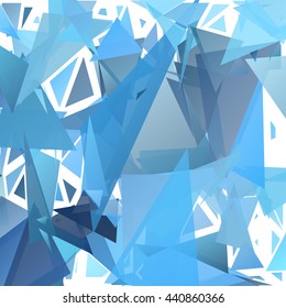 Randomly scattered triangles of different sizes, colors and transparency. Abstract geometric background