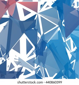 Randomly scattered triangles of different sizes, colors and transparency. Abstract geometric background