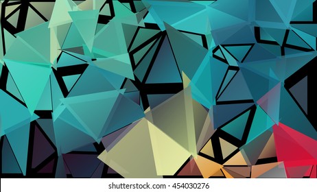 Randomly scattered triangles of different sizes, colors and transparency. Abstract geometric background