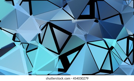 Randomly scattered triangles of different sizes, colors and transparency. Abstract geometric background