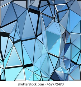 Randomly scattered triangles of different sizes, colors and transparency. Abstract geometric background