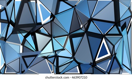 Randomly scattered triangles of different sizes, colors and transparency. Abstract geometric background