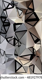 Randomly scattered triangles of different sizes, colors and transparency. Abstract geometric background