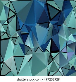 Randomly scattered triangles of different sizes, colors and transparency. Abstract geometric background