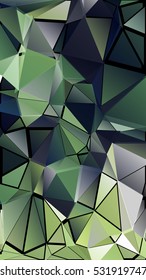 Randomly scattered triangles of different sizes, colors and transparency. Abstract geometric background
