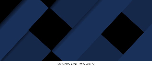 Randomly shifted black cube boxes blocks background wallpaper banner with copy space. vector