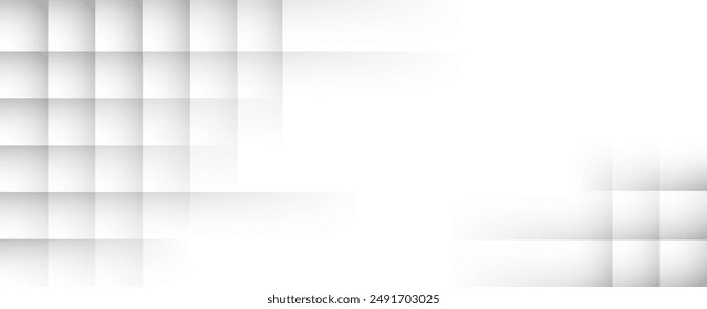 Randomly shifted white cube boxes blocks background wallpaper banner with copy space