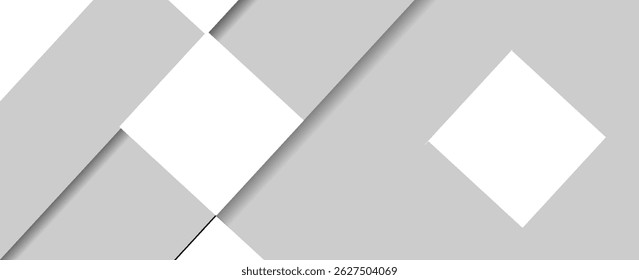 Randomly shifted white and gray cube boxes blocks background wallpaper banner with copy space. vector