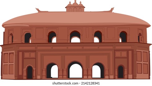 Rang Ghar, un edificio histórico de dos pisos de color, complejo deportivo del reino ahom