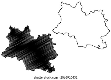 Ranga Reddy district (Telangana State, Republic of India) map vector illustration, scribble sketch Cyberabad, R. R. or Hyderabad Rural map