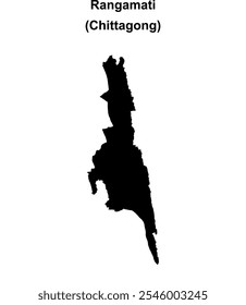 Mapa de contornos em branco do distrito de Rangamati