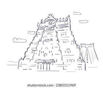 Ranganathaswamy Temple Srirangam Tiruchirapalli Tamil Nadu India religion institution vector sketch city illustration line art sketch simple