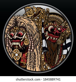 Rangda and barong balinese culture. Premium vector