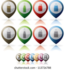 Range of alcohol bottles from beer to vodka. Pictured here (left-top, right-top, left-down, right-down): Bourbon, Champagne, Wine, Vodka.