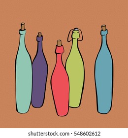 A range of colorful bottles vector illustration